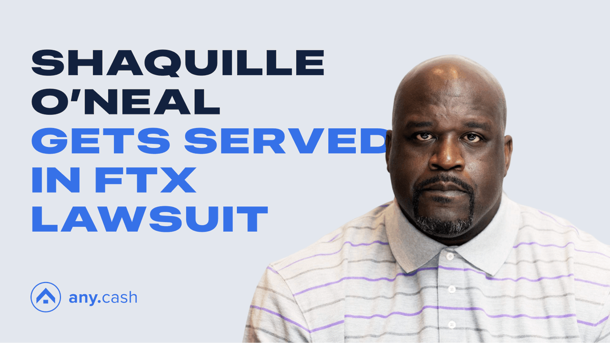 AnyCashBot's tweet photo. 🏀#ShaquilleONeal got served with a court summons amid a sports match for the FTX case 👨‍⚖️. He's named in a class-action suit against celebs who endorsed the crypto exchange. Reports suggest he's dodging legal docs and ignoring lawyers. #CryptoNews #FTXCase @SHAQ https://t.co/AElrRB0gUH