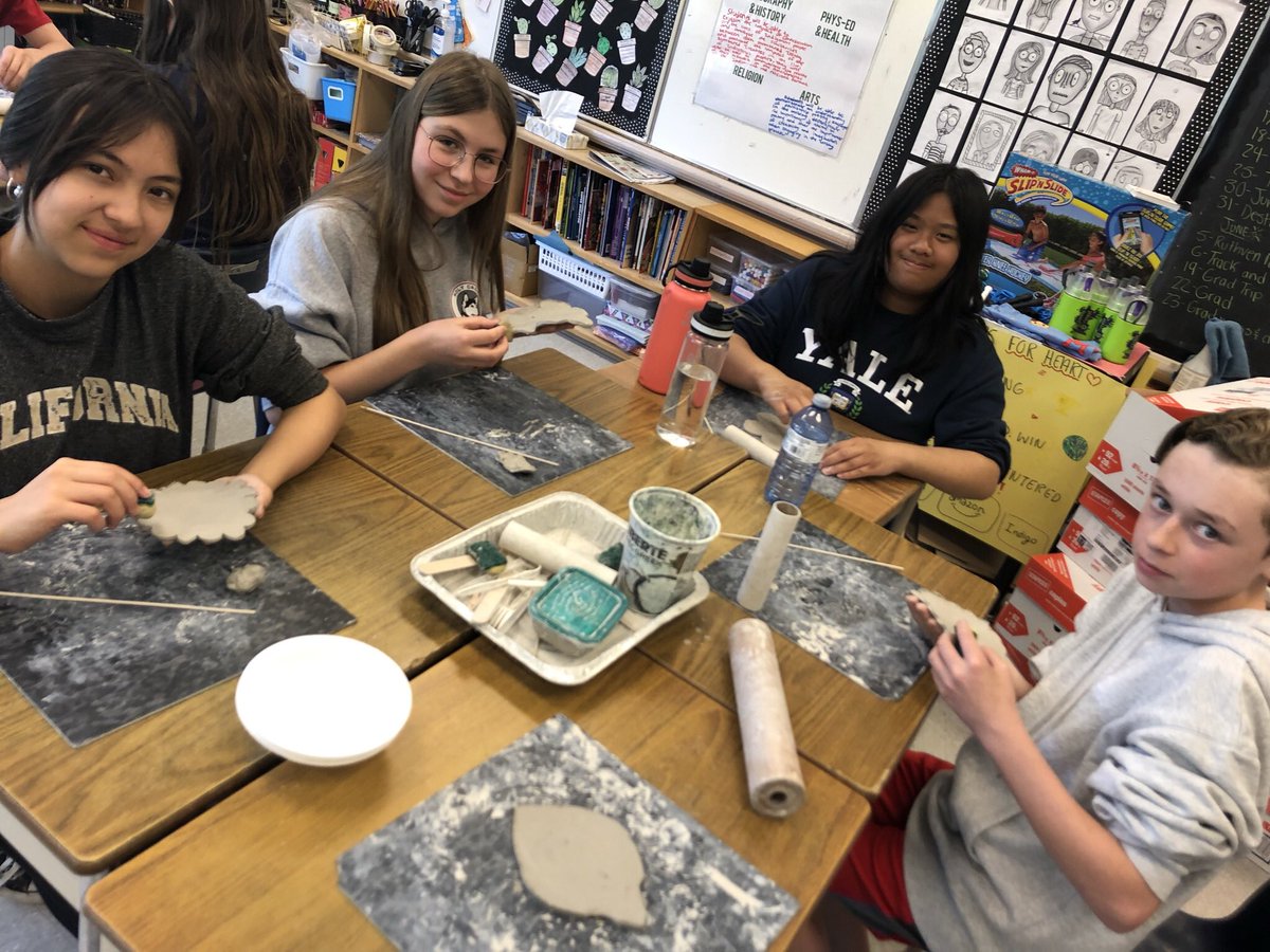 MsGriceM's tweet photo. Students had a great time working with clay as part of our Intermediate Wellness Month. We were lucky to have @Glenhyrst come and share their expertise! @hcbrantford https://t.co/e09vvSOvzU
