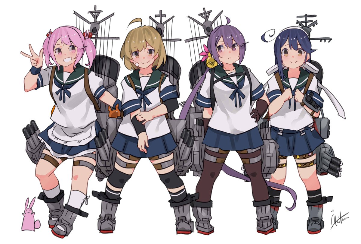 艦これ「『綾波型妹ちゃんず』 #艦これ #漣 #朧 #曙 #潮」|あき缶@inicaのイラスト