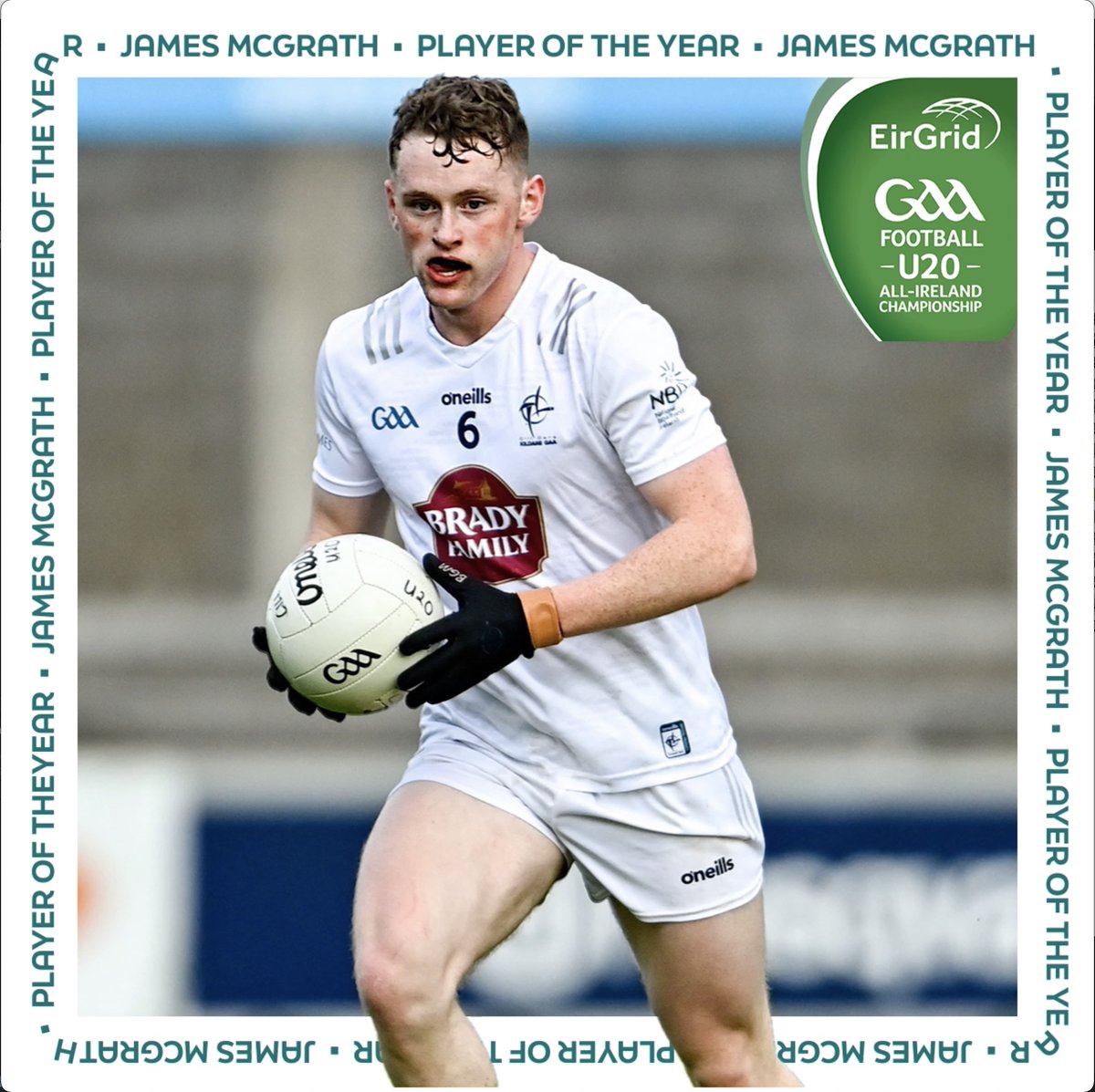 KildareGAA's tweet image. Massive congratulations to James McGrath, as he has been awarded the Eirgrid All Ireland U20 Football player of the year 2023.

A very proud day for James, his family and his club @ATHYGFC 
 
#CillDaraAbu