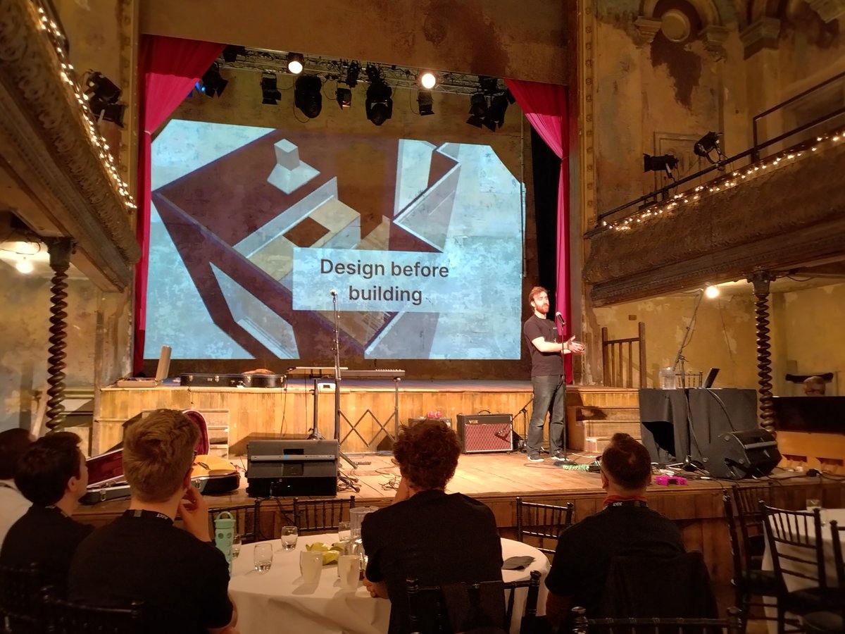 joelittlejohn's tweet photo. What differentiates DIY from pro work? "It's the Fit &amp; Finish". Attention to detail counts to improve the usability of systems, and professional developers should produce that quality Fit &amp; Finish in UI. Kitchen DIY war-stories with Mike Bruce at @juxtpro 10-year birthday conf. https://t.co/CliwdU5Zx1
