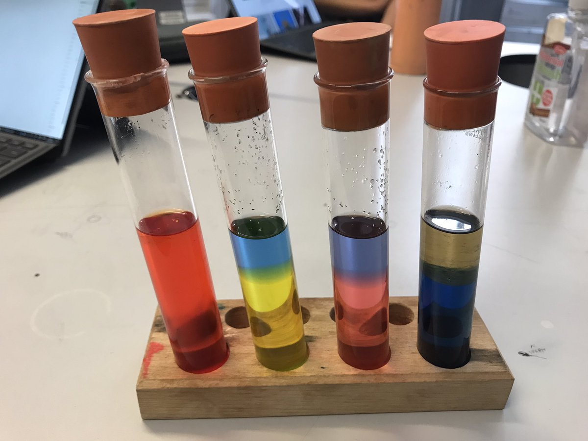 QCL_STEM's tweet image. The Chemistry department have been looking at intermolecular forces with this colourful demo!