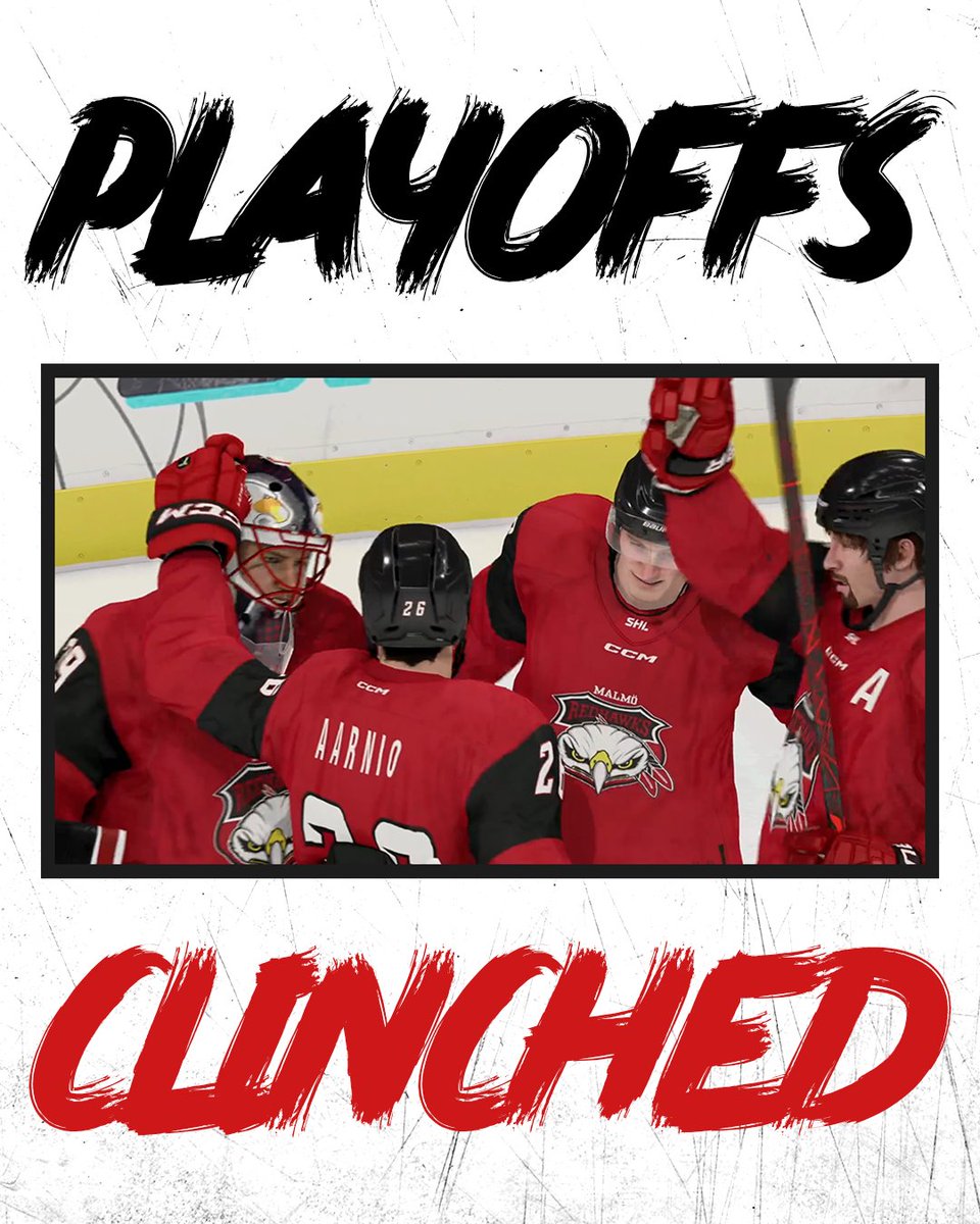 ✅ PLAYOFFS ✅

A season of ups and downs, where all pre-season predictions had us finishing in the relegation zone, ends with a spot among the top-8. Now, lets make the most out of this first-ever appearance for <a href="/Malmo_Redhawks/">Malmö Redhawks</a> in the ECL Elite post-season🦅

#ECL23Spring ❤️🖤