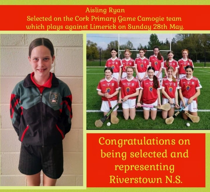 Best wishes also to Aisling's Dad Pat,  manager of the Cork Senior Hurlers and a past pupil also. "Go Aisling, Go Pat, Corcaigh Abú!"