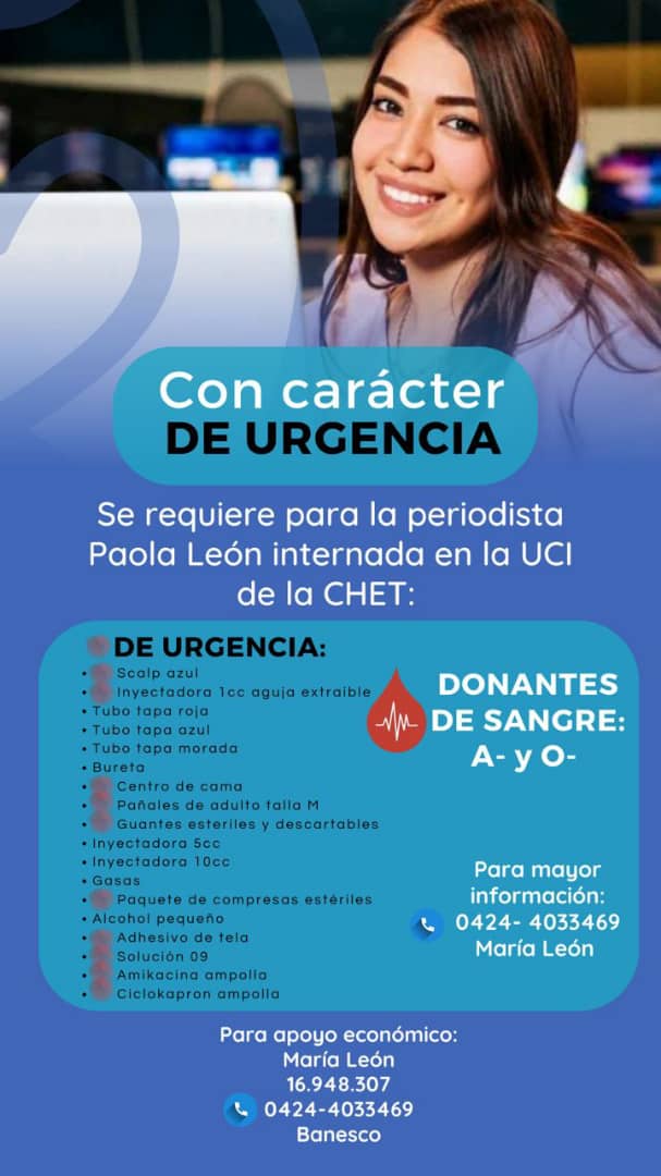 GabytaSuniaga's tweet photo. Amigos, sigo compartiendo el servicio público para la colega del estado Carabobo, Paola León.

Ha sido difícil conseguir los donantes de sangre por el tipo que se requiere pero además, se necesitan los insumos que están en la imagen y cualquier aporte económico  🙏🏻🙏🏻 https://t.co/wnvdUOKbhO