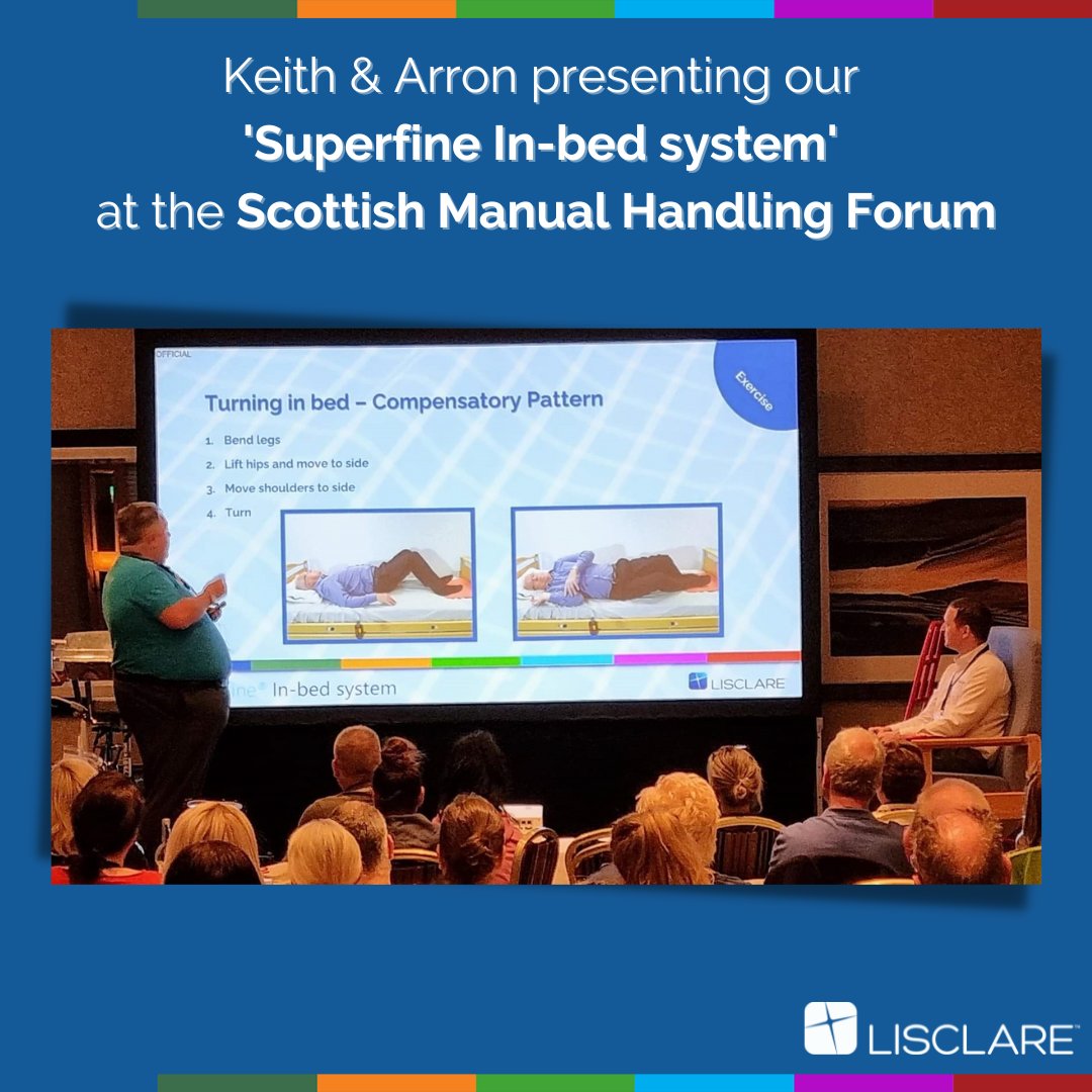 Lisclare's Keith & Arron, presented at the Scottish Manual Handling Forum in Dunblane. The team demonstrated a range of moving & handling products, including the Superfine In-bed System.
bit.ly/3IqNQeM 
#SMHF #NursingEquipment #ManualHandling #PatientCare
