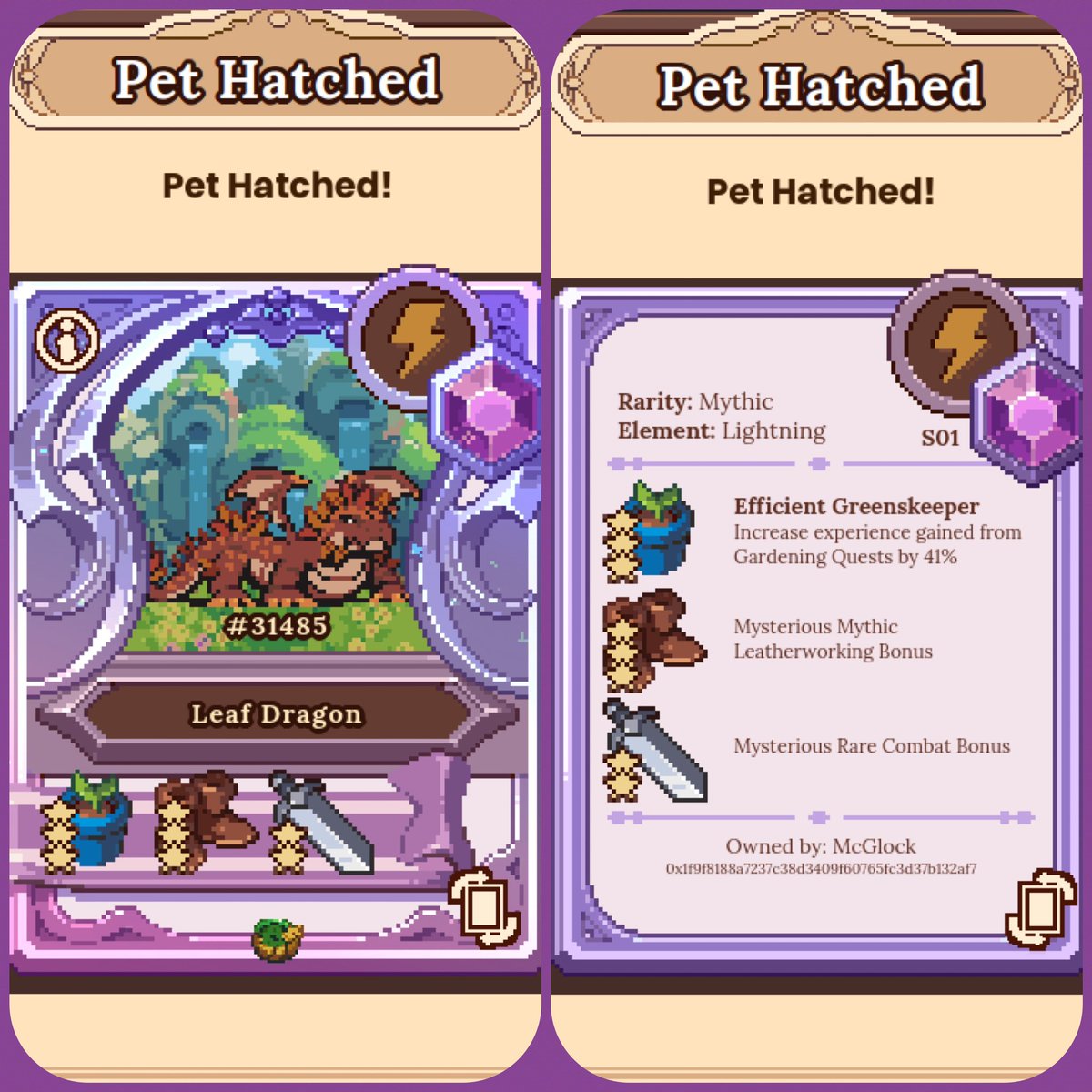 Hit my first MYTHIC PET!!  #LFG #dfk #defikingdoms #nft #crypto #DeFi #defichain #pvp #AVAX  #KLAY #Klaytn <a href="/DeFiKingdoms/">DeFi Kingdoms 🔺🌿</a> @avalancheavax @klaytn_official @PTG_DFK