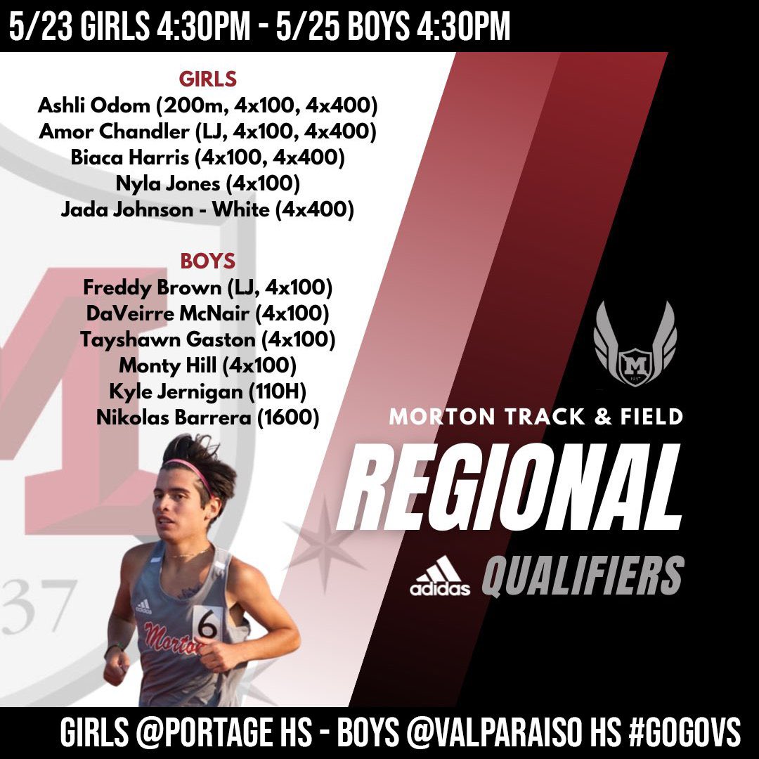 Hammond Morton Governors Athletics (@morton_hammond) on Twitter photo <a href="/HammondMortonTF/">Hammond Morton Track & Field</a> Boys will compete in Regionals tonight at Valparaiso HS! Let’s #GoGovs 🎩🏃🏻♂️💨 <a href="/SCHK12/">School City of Hammond</a> <a href="/MortonHighGovs/">Morton High School</a> <a href="/HammondMortonTF/">Hammond Morton Track & Field</a> Boys will compete in Regionals tonight at Valparaiso HS! Let’s #GoGovs 🎩🏃🏻♂️💨 <a href="/SCHK12/">School City of Hammond</a> <a href="/MortonHighGovs/">Morton High School</a>