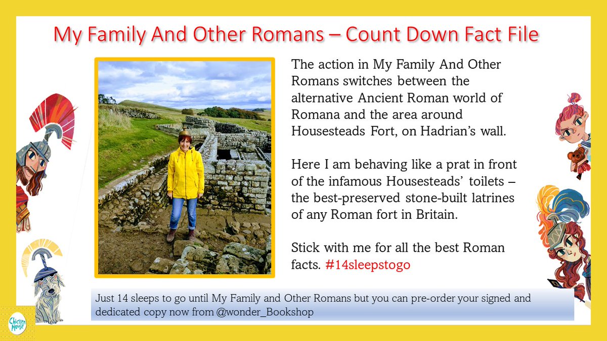 Just two weeks to go now until #MyFamilyAndOtherRomans so I thought I'd bring you some facts about the book and the world it takes place in. We'll start off with my favourite #Roman toilet - never said they were classy facts.

#14sleeps #ClassicsTwitter #AncientRome #Housesteads