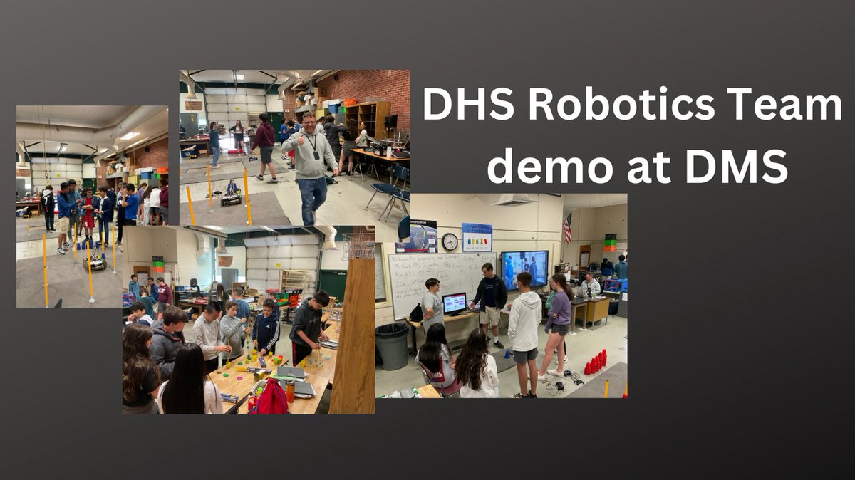 DHS Robotics Team, lead by Sam Brodsky, visited Dartmouth Middle Robotics team and other interested students. The student-lead demo is always a highlight for the Tech Engineering team at DMS, lead by educators Adam Desjardins and Jamie Guile.