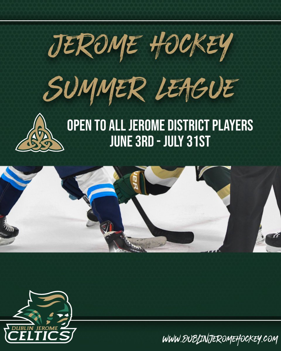 Jerome hockey players (rising Freshman included!) register for Summer league at dublinjeromehockey.com