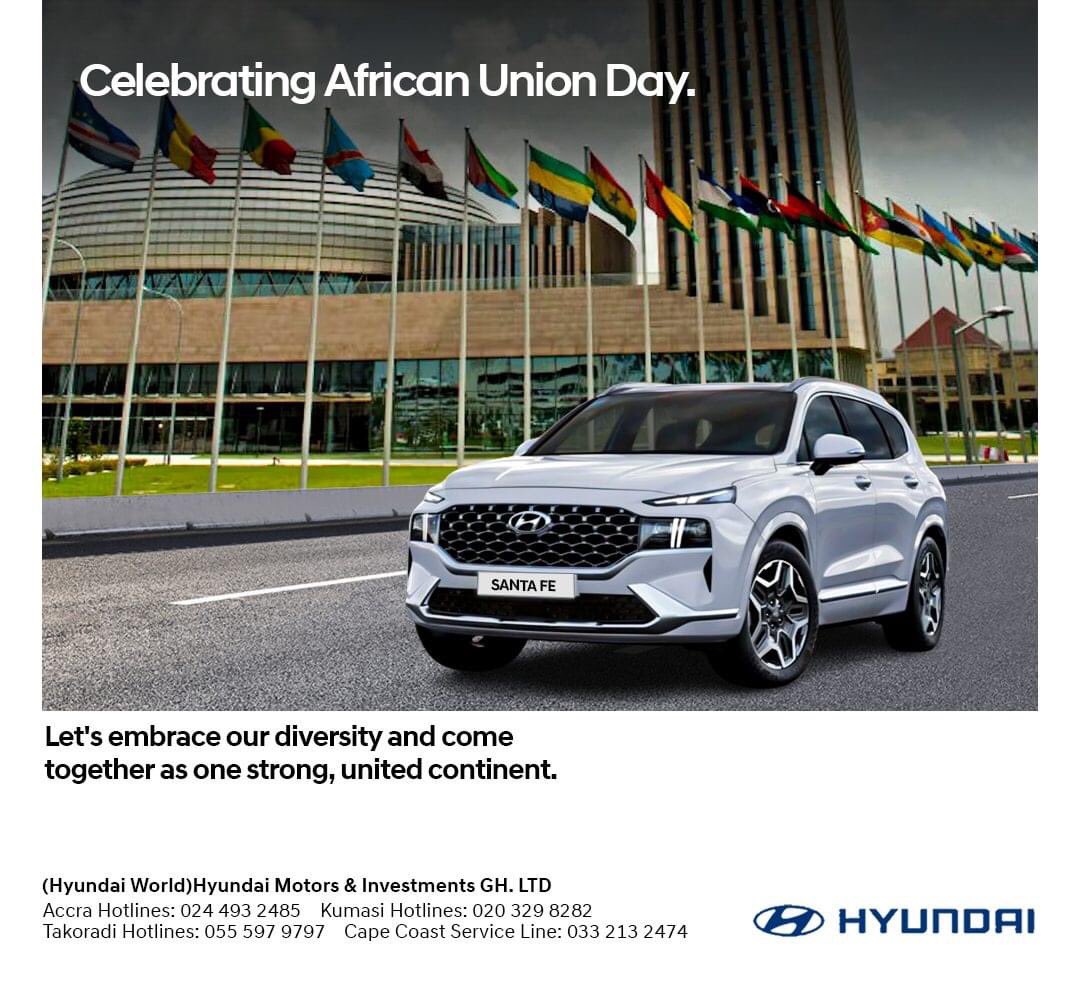 Today, we celebrate African Unity Day and the shared values that bring us together.

Let's use this day as a reminder of the strength and resilience of our continent, and work towards a future of prosperity and peace.
.
.
.
.
.

#africa #union #AfricanUnionday #hyundai #ghana