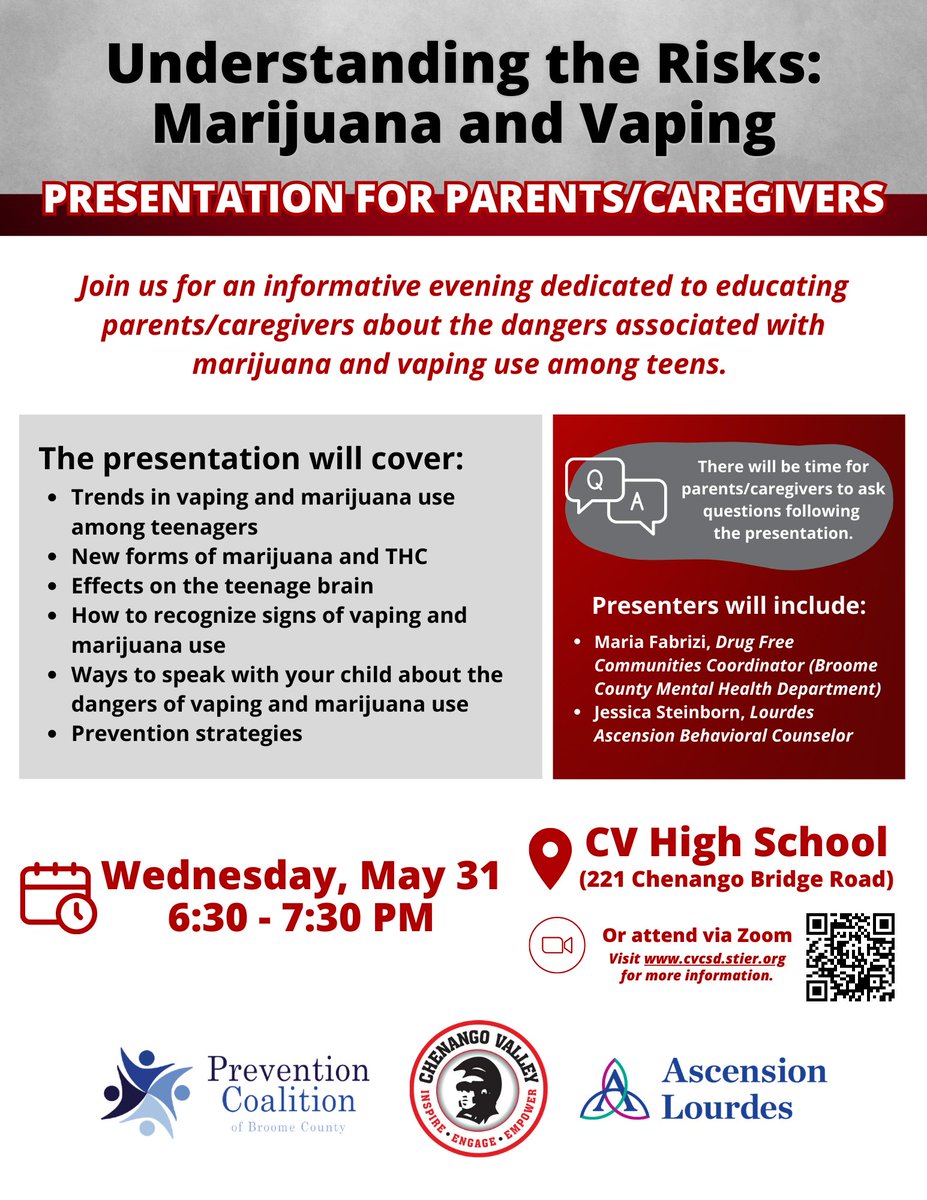 Reminder: This informative presentation for parents/caregivers will be held at CV High School on Wednesday, May 31. cvcsd.stier.org/protected/Even…