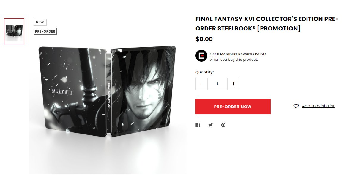 Square Enix Store Canceled Final Fantasy XVI Steelbook Orders