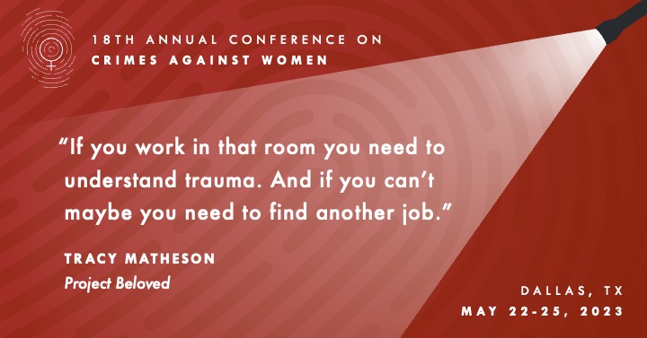 NationalCCAW's tweet photo. A powerful session this morning with 2022 IGNITE Recipient Tracy Matheson (@Proj_Beloved) and Allenna Bangs (@TarrantCountyDA) on how cracks in the system led to a serial rapist and murderer to continue victimizing innocent women. #CCAW2023 https://t.co/6nKXNHuLnF