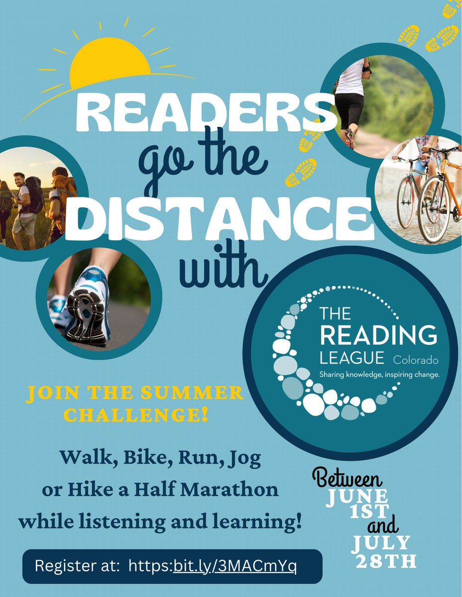 ReadingLeagueCO's tweet photo. Join The Reading League Colorado this summer for our first ever Readers Go The Distance Challenge 2023 — a Virtual Challenge to complete a half marathon while fueling your mind and body! #TRLCORace23

Register here: https://t.co/UjZ8KVo8iJ https://t.co/YtDGdXtXKC