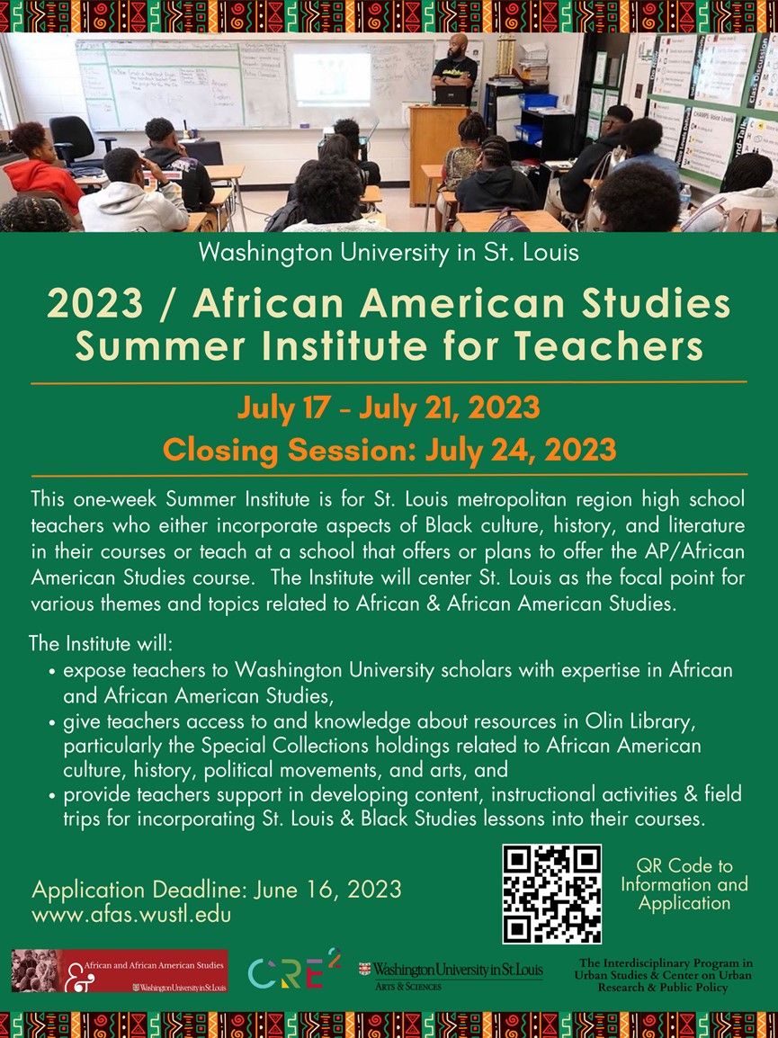 #WashingtonUniversityinSaintLouis 
#SummerOpportunity For Teachers
