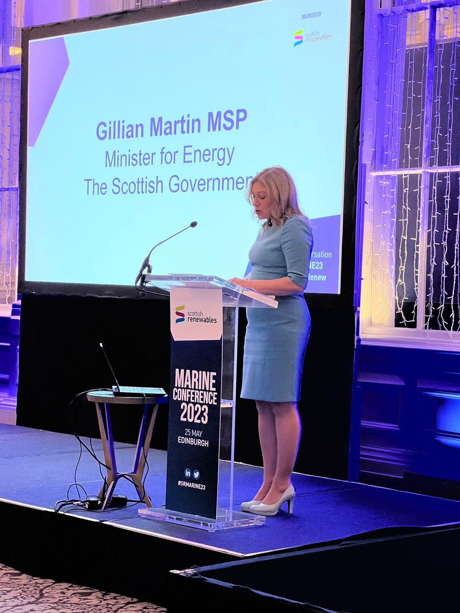 ScotRenew's tweet photo. Gillian Martin MSP, Minister for Energy @scotgov, addresses delegates at #SRMARINE23: “It’s a sense of great pride that 🏴󠁧󠁢󠁳󠁣󠁴󠁿 is a leader in the #marineenergy sector. The progress to date would not be possible without the resilience &amp; determination of those working within it.” https://t.co/DWloCKqOvp