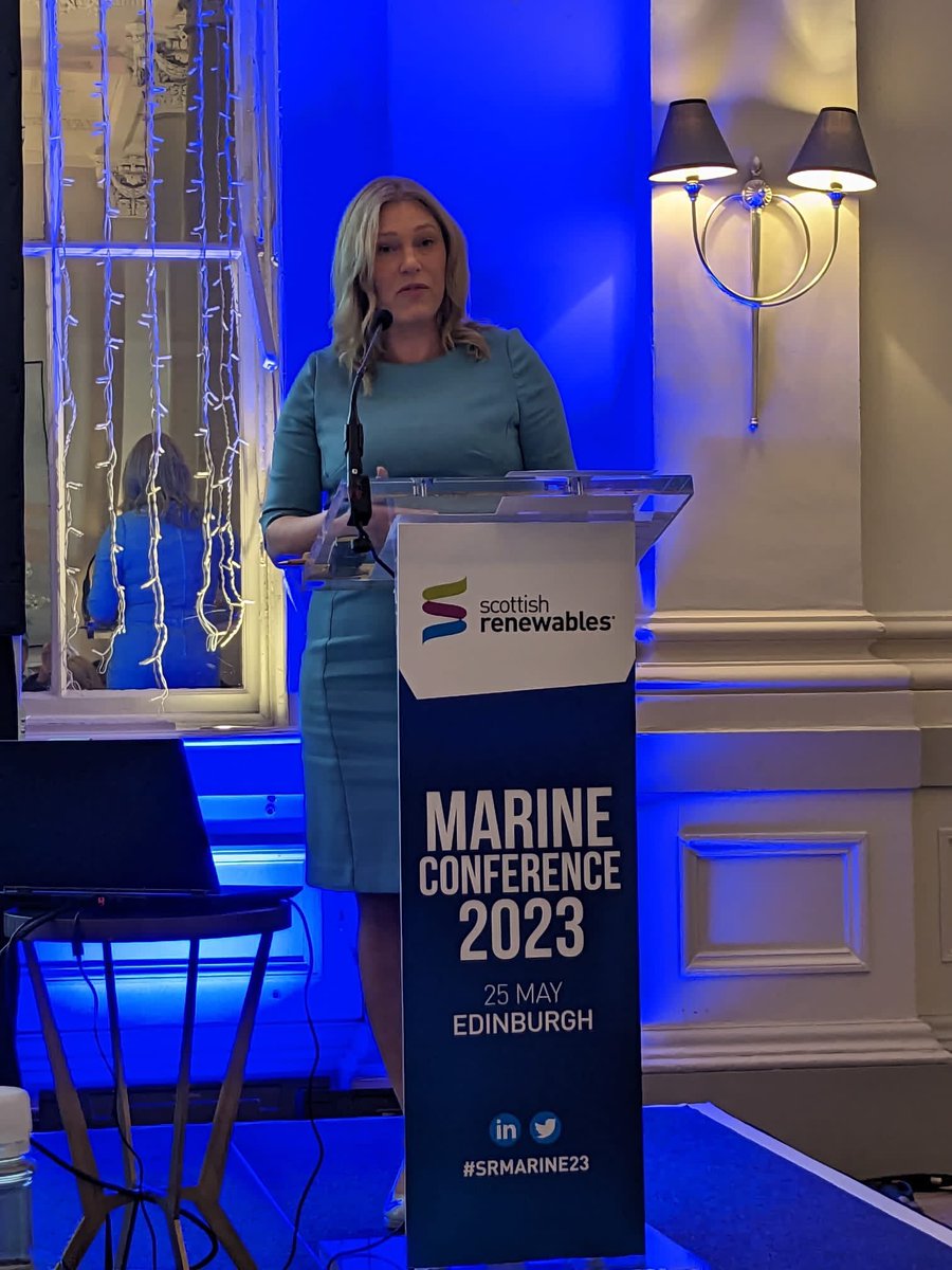 ScotRenew's tweet photo. Gillian Martin MSP, Minister for Energy @scotgov, addresses delegates at #SRMARINE23: “It’s a sense of great pride that 🏴󠁧󠁢󠁳󠁣󠁴󠁿 is a leader in the #marineenergy sector. The progress to date would not be possible without the resilience &amp; determination of those working within it.” https://t.co/DWloCKqOvp