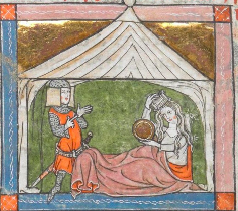 I'm doing a bit of reading on medieval cosmetic usage &amp; thought I'd share a bit to dispel the "medieval people were dirty &amp; smelly &amp; didn't care for their bodies" narrative

A more "natural" look was preferred in 13c Italy where a neutral base, pink rouge, black eyeliner,

(1/6?)