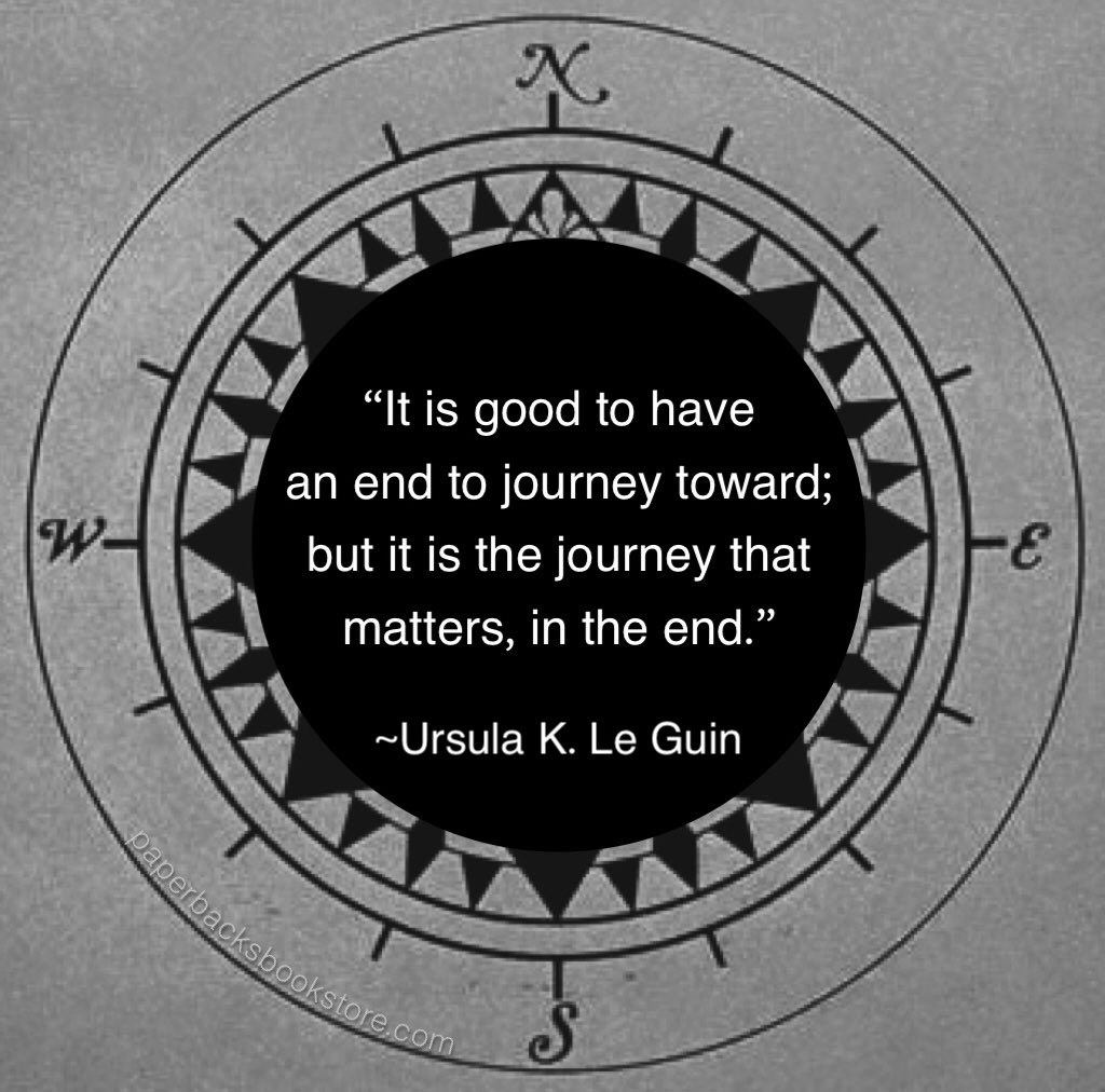 “It is good to have an end to #journey toward; but it is the journey that matters, in the end.” ~Ursula K. Le Guin

#UrsulaKLeGuin #UrsulaLeGuin #journey #destination #inspirationalquotes #bookish #literature #books #booksandart #literaryart #words #oldbooks #fiction #compass #me