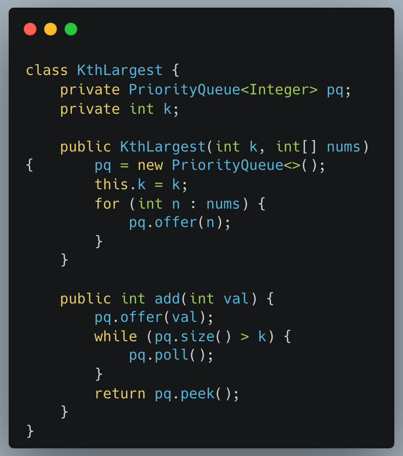 Yu08516687's tweet photo. #leetcode #100DaysOfCode #LearningBySharing
703. Kth Largest Element in a Stream
https://t.co/CyAbik9QSP https://t.co/sR6LXkh8G2