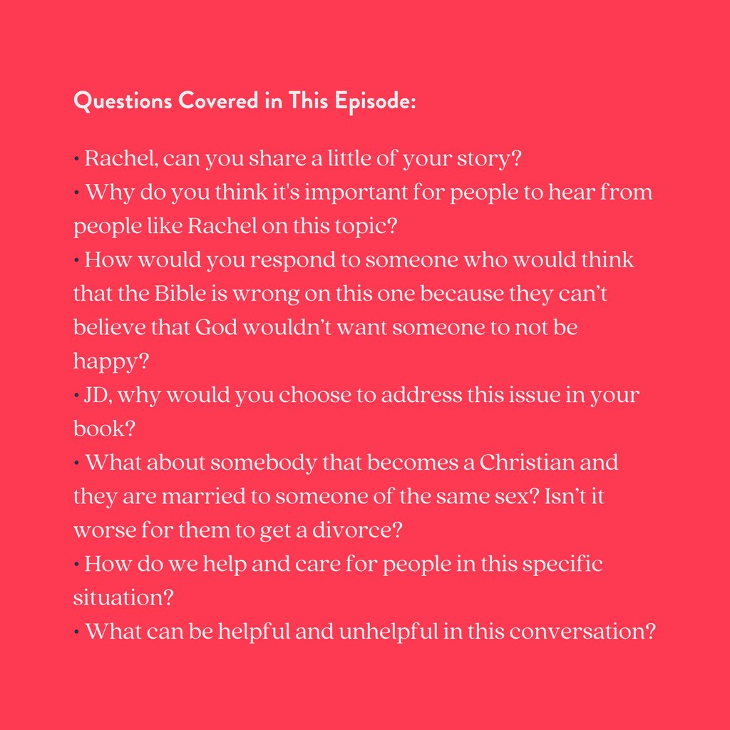 Confronting Christianity with Rebecca McLaughlin (@confrontingxnty) on Twitter photo Rebecca is joined by <a href="/RachelGilson/">Rachel Gilson</a> and <a href="/jdgreear/">J.D. Greear</a> to answer the question, what does someone do when they become a Christian and they are married to someone of the same sex?
podcasts.apple.com/us/podcast/the… Rebecca is joined by <a href="/RachelGilson/">Rachel Gilson</a> and <a href="/jdgreear/">J.D. Greear</a> to answer the question, what does someone do when they become a Christian and they are married to someone of the same sex?
podcasts.apple.com/us/podcast/the…
