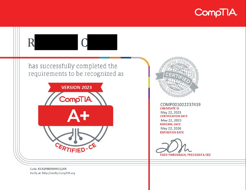 We are excited to announce the first CompTIA certification issued at Butler Traditional.  Here's to a bright future at the Cyber Den!