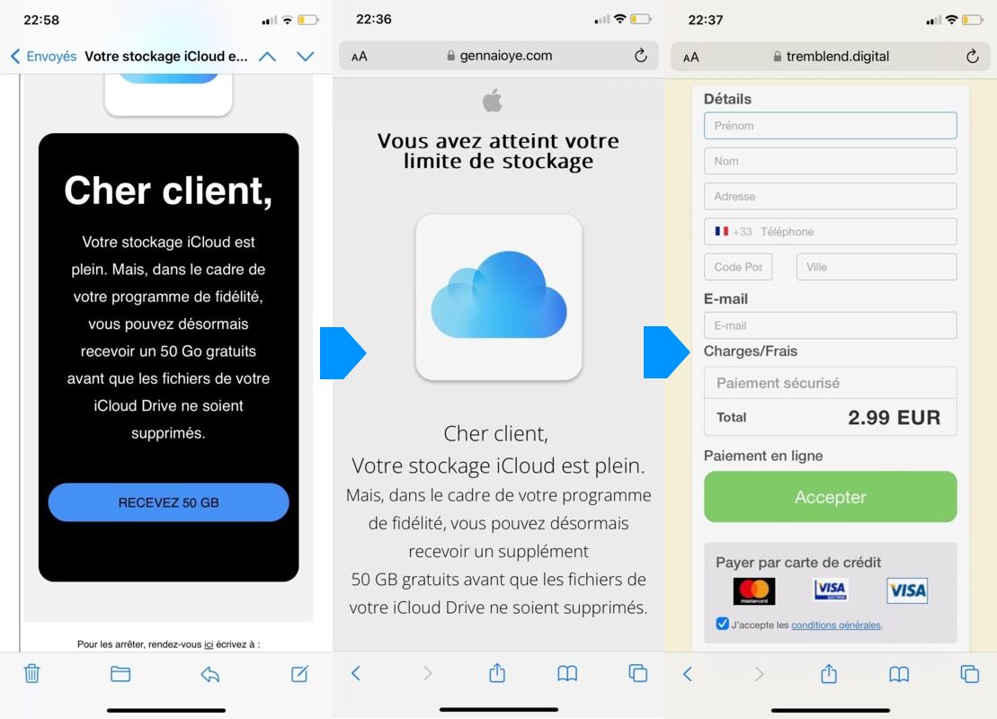 SignalArnaques's tweet image. Il s’agit a priori d’un bon vieux #phishing (usurpation de marque + vol des données perso et bancaires si vous mordez à l’hameçon…) mais certaines versions qui tournent en ce moment possèdent une subtilité intéressante…