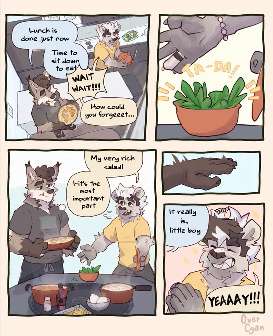 he's always so proud to make the main dish 