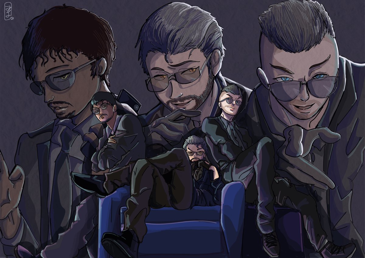 AuraneDe's tweet photo. Illustration : CPT gang (Carson, Pearson et Turner) Le Trio de l'enfer @Triplaxion @Mercurokhrome @TingMeiGaming 
C'est l'histoire de Satan, Mephisto et Belzebuth qui forment un cabinet d'avocat ... #FailyV https://t.co/8WNwH4F09S