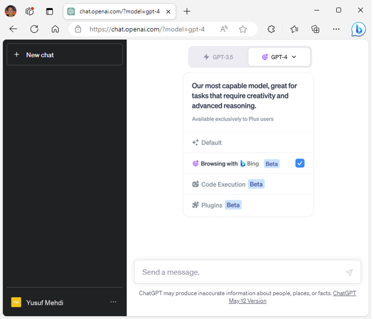 PluginGpt's tweet photo. @JordiRib1 announces that Bing will be the default search experience in ChatGPT  🥳🥳🥳 https://t.co/XLfdy96HfH