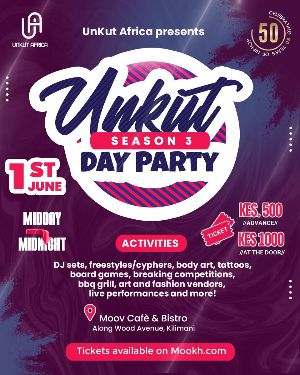 June 1st the hommies @unkutafrica have something dope. 
Tickets are up for sale
mookh.com/event/unkut-da…

#KEHipHop
 #UnkutDayParty #RoadToUHHA23 #UnkutHipHopAwards23