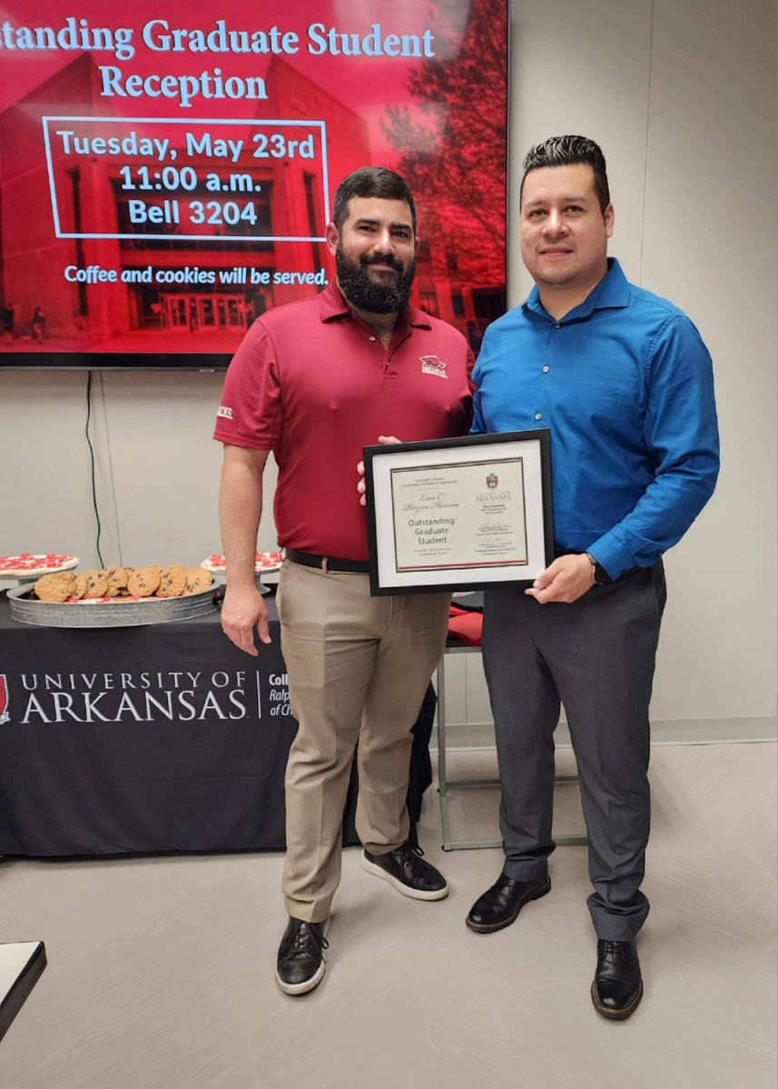 Jorge Almodóvar (@jorge_almodovar) on Twitter photo Very proud of group member <a href="/lpinzonh/">Luis Carlos Pinzón H</a> who was awarded the <a href="/CHEG_UARK/">Ralph E. Martin Department of Chemical Engineering</a> 2022-2023 outstanding graduate student award!!! Congratulations!! Very well deserved. Very proud of group member <a href="/lpinzonh/">Luis Carlos Pinzón H</a> who was awarded the <a href="/CHEG_UARK/">Ralph E. Martin Department of Chemical Engineering</a> 2022-2023 outstanding graduate student award!!! Congratulations!! Very well deserved.
