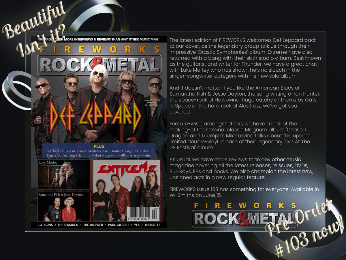 It's a thing of beauty!

Issue #103 is ready to Pre-order from fireworksmagazine.com / firescapeofficial.com and rocktopia.co.uk