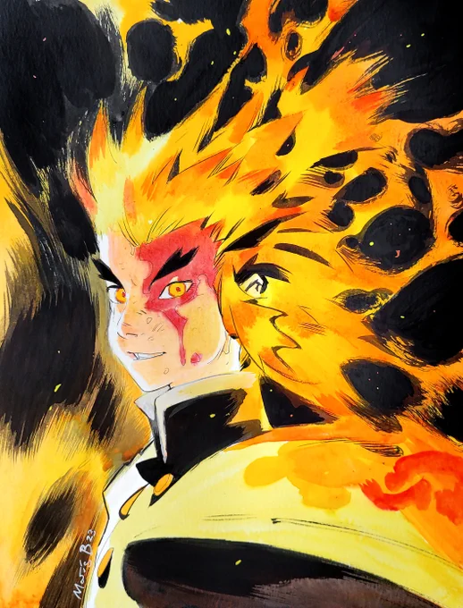 Kyojuro Rengoku from #DemonSlayer  Commission, #watercolors #ink