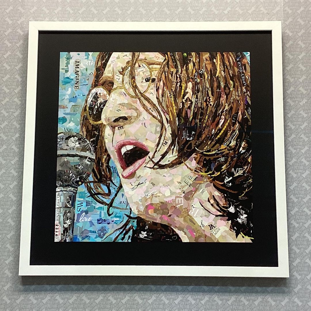 truvueglazing's tweet image. &quot;Can you believe that these #Beatles prints were done with no paint or ink? Instead, these are hand-torn collage prints made entirely from magazines. We presented these prints as float mounts with black and white matte mouldings, &amp;amp; #TruVue #UltraVue Laminated Glass.&quot; –@CPFramer