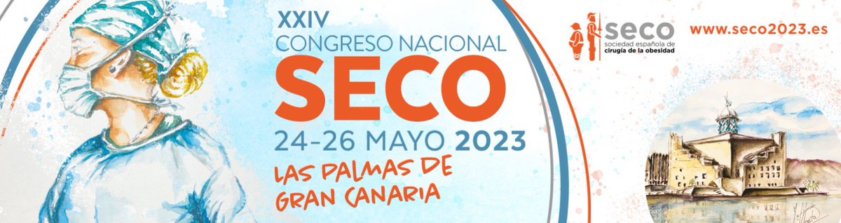 XXIV Congreso Nacional #SECO2023
<a href="/obesidadSECO/">SECO - Sociedad Española de Cirugía de la Obesidad</a> <a href="/aec_obesidad/">AEC-SECO</a>
24-26 mayo 
Las Palmas de Gran Canaria  
seco2023.es