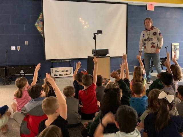 Mr. Chantry brought constellations with him today, don't the stars look like a giraffe 🦒@methacton