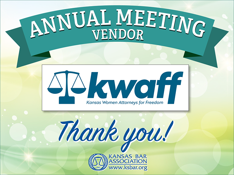 KansasBar's tweet photo. We're sending a big thank you to the Kansas Women Attorneys for Freedom for being a vendor at the upcoming 2023 KBA Annual Meeting! https://t.co/Q256kr9R3T https://t.co/NqAlhOLblj