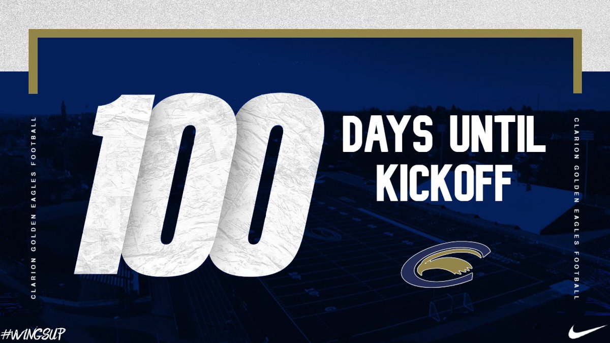 Clarion Football (@clarionfootball) on Twitter photo 100 days until kickoff 🪽⬆️
#WingsUp 🦅 100 days until kickoff 🪽⬆️
#WingsUp 🦅