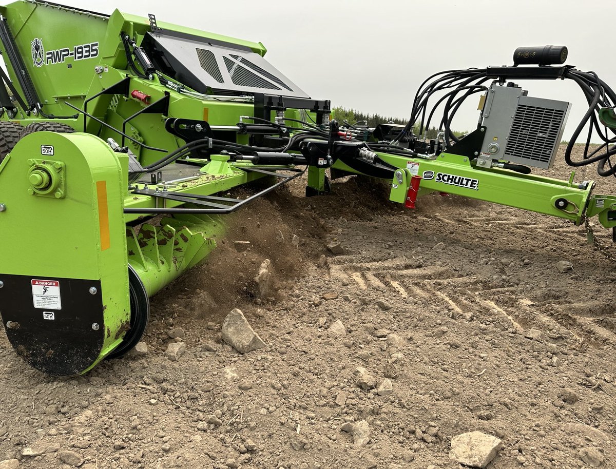 We had a chance last week to run the Schulte RWP-1935 Rock Windrower/Picker, near Arpin, Wisconsin. Thanks to Quintin Enders for working with us on this.