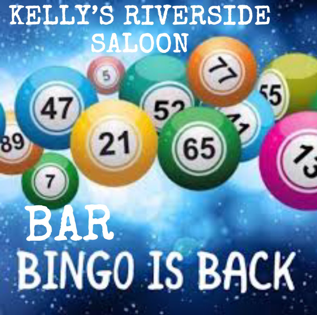 KellysRiverside's tweet photo. It’s the Return of DJ Crappy &amp; Bar Bingo 🔴🔵🟢🟡🟣 tonight at Kelly’s Riverside Saloon ☘️☘️☘️! Music, Drinks, Bad Jokes, Prizes, &amp; More 🍺🍷🍸🍹🥃!  #barbingo #BINGO #bingonight https://t.co/LgXndwnZ2w
