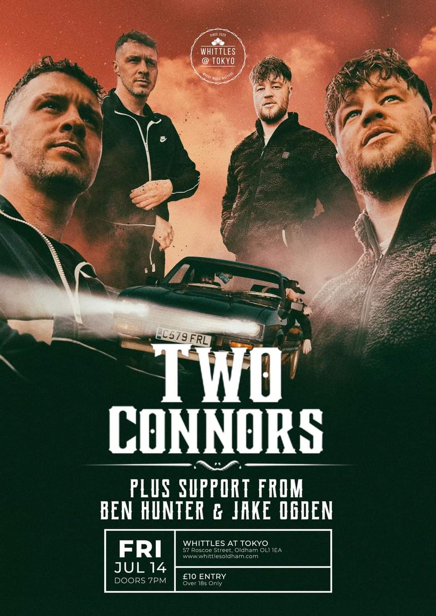 Two Connors will be performing in Oldham at Whittles. Tickets on sale right now. 
Link below to buy a ticket. 
eventbrite.co.uk/e/two-connors-…

#fypシ #twoconnors #oldham #music #brothers #EVENT #performance #singing #oldhamcobbledroads #oldhamlowlife #singer #art #BBCRadio1 #takeover