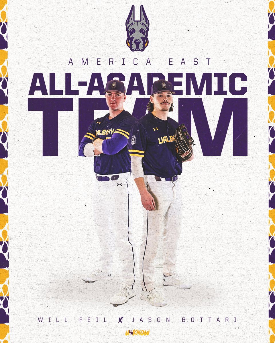 Success on the field, success in the classroom 📚

Congratulations @willfeil and @jason_bottari on being named to the 2023 @AmericaEast All-Academic Team! 🤩

#UAUKNOW #AEBASE