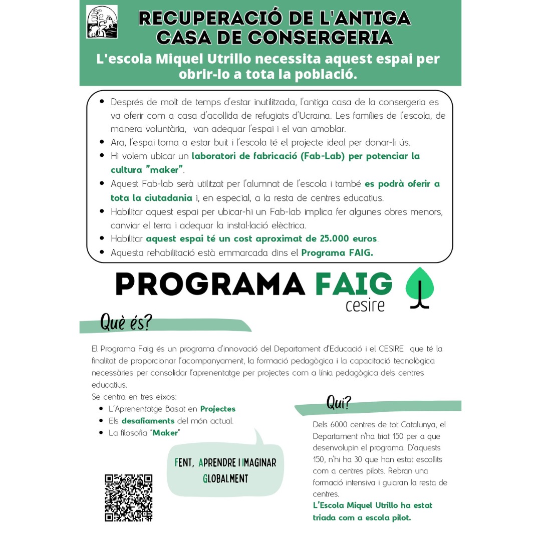 elmargallo_org's tweet image. El @PSCSitges i El Margalló s'han compromès a dotar econòmicament l’ @MiquelUtrillo per a la rehabilitació de l’antiga casa de consergeria perquè pugui utilitzar-la com a laboratori FaigLab 🔬🧪
Perquè nosaltres som l'impuls!
#ElMargalloxSitges #LimpulsDeSitges