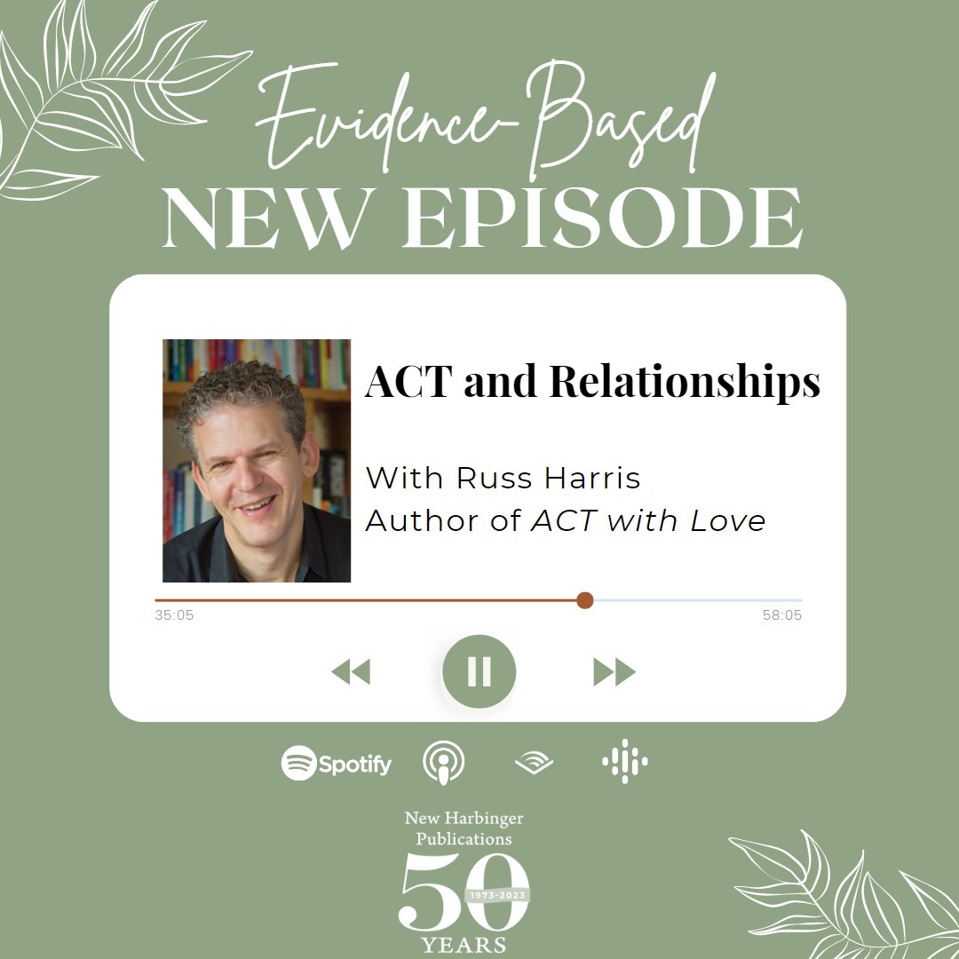 NewHarbinger's tweet image. Russ Harris joins us to discuss #acceptanceandcommitmenttherapy (ACT) and #relationships. He wrote &apos;ACT with Love&apos;, as well as the best-selling ACT-based self-help book, &apos;The Happiness Trap&apos;, with over 1M copies sold. 

newharbinger.com/podcast

#podcast #mentalhealth #selfhelp