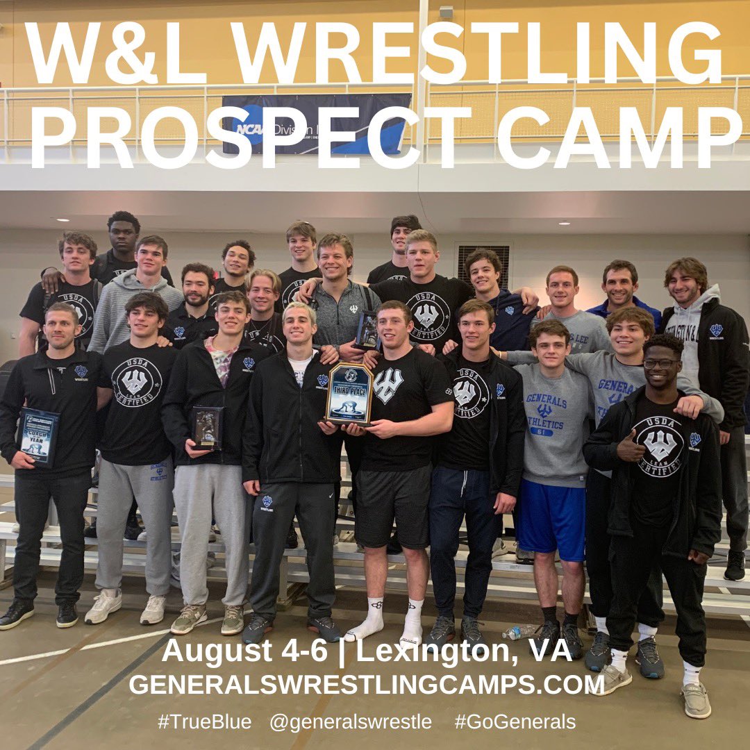GeneralsWrestle's tweet photo. 2023 Generals Prospect Camp:
https://t.co/KQRFxBnerM
(Register prior to June 1 to receive a discount)

Why W&amp;L:
•Top ranked Liberal Arts University 
•Top 25 NCAA Wrestling Team
•3x  Conference Champions 
•6th NWCA Team GPA/10 NWCA Scholar All-Americans (2023) https://t.co/DrN9gqGWTr