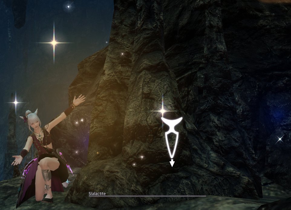 Running around foraging this cave...and I realized one of the text identifiers is wrong. Says 'Stalactite' and what they actually are is Stalagmites (ground ver). Things you notice when you were raised by a Geologist. 😅#ffxiv #IslandSanctuary #wellactually