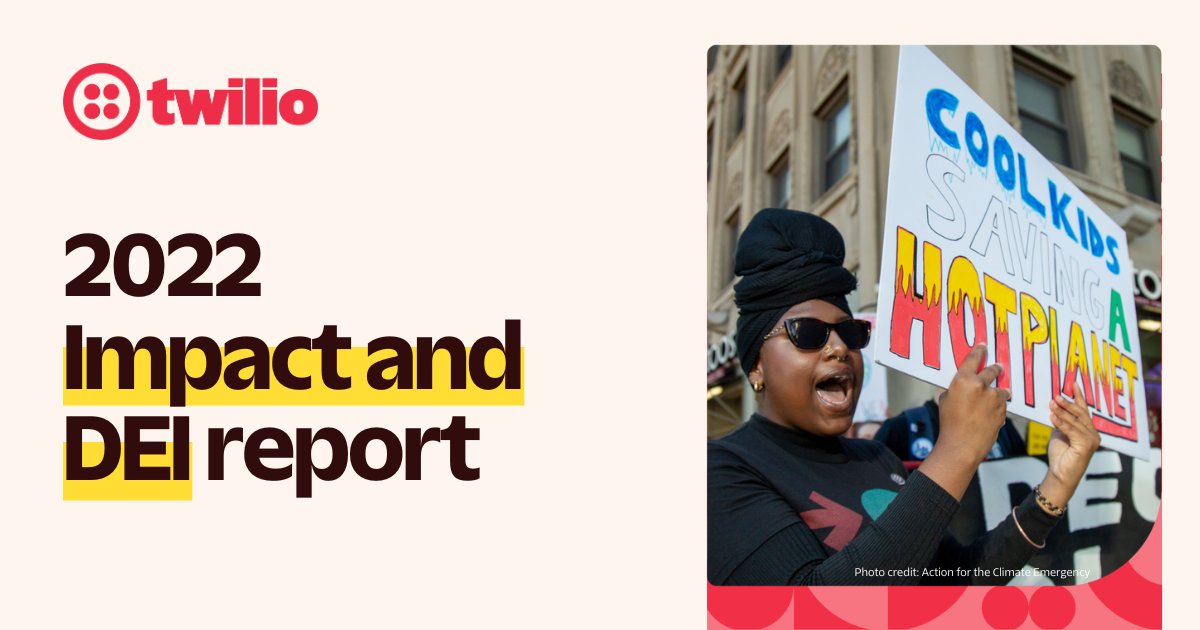 Thrilled to share <a href="/twilio/">twilio</a>'s 2022 Impact and DEI Report, which highlights our latest progress on social impact, DEI, and more. Proud to support 15,000+ social impact orgs that are using tech to reach over 500 million people each year. bit.ly/3IqRgyS